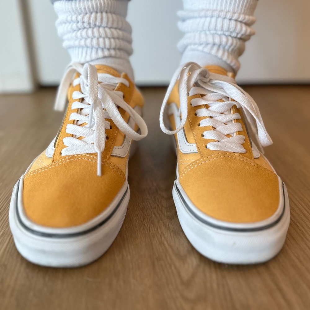 2 Tone Old Skool Vans Yellow White Strip W6.5 - Picture 7 of 7